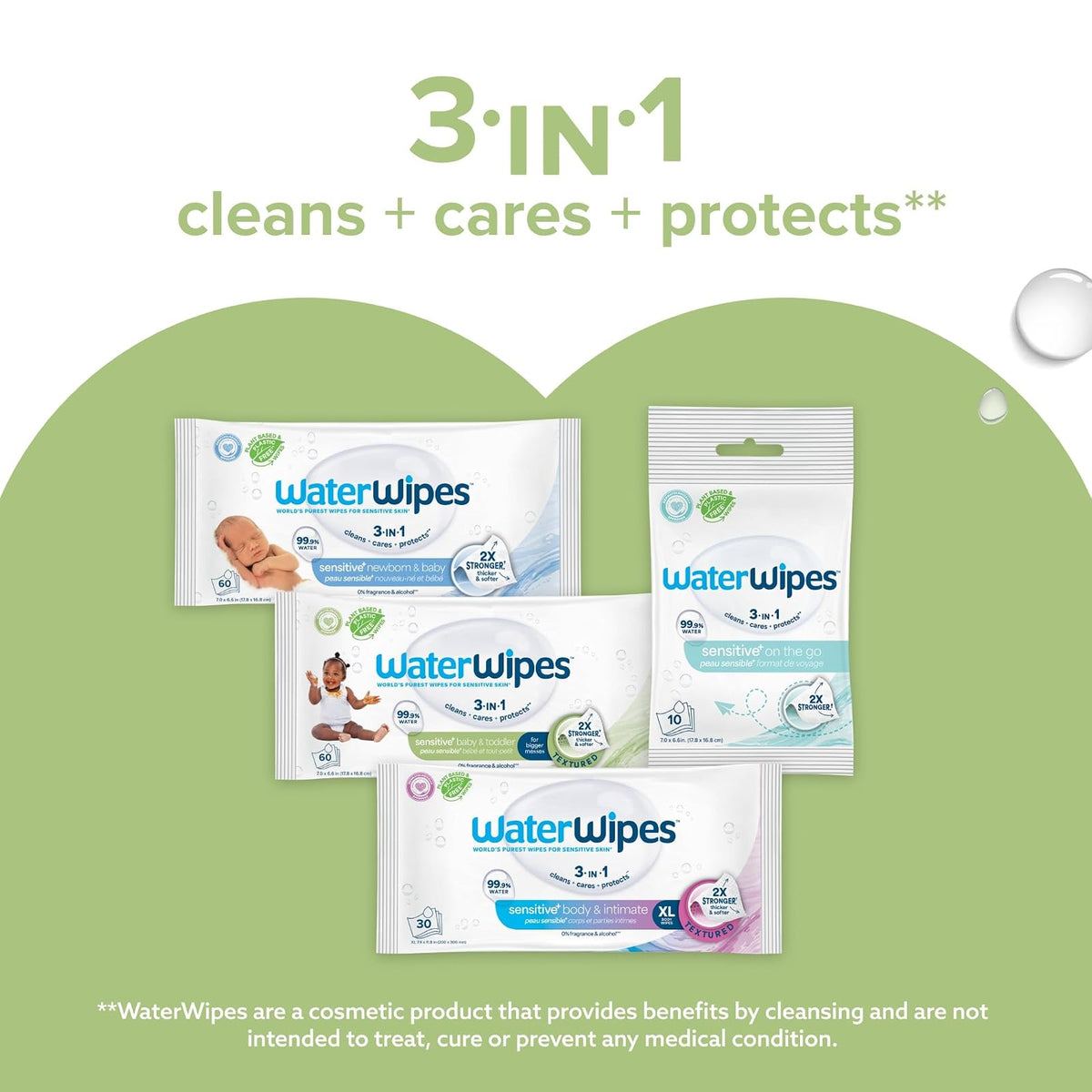 WaterWipes Hand Face Baby Wipes With Soapberry - 240 Wipes (4 Pack Of 60Count)