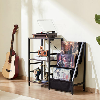 VEVOR - Soporte para Reproductor de Discos con estación de Carga y Puertos USB, Capacidad para hasta 200 álbumes, Soporte Giratorio de 3 Niveles con Almacenamiento de Discos de Vinilo, Mesa de
