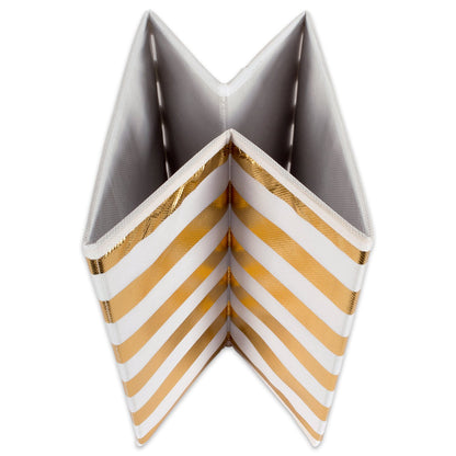 DII tela plegable cubeta de contenedores de almacenamiento para organizadores, Cubo grande - Juego de 2, Dorado (Stripe Gold), 1, 1