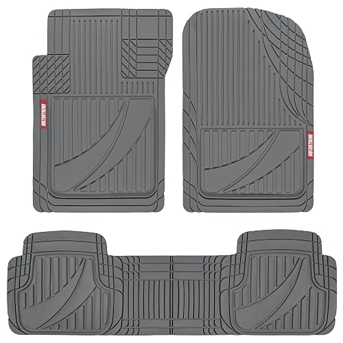 Motor Trend - Alfombrillas OF-793-GR FlexTough Advanced Performance, 3 piezas de goma para automóvil, SUV, todo tipo de clima, más 2 forros delanteros y traseros (gris)
