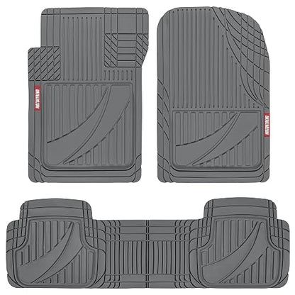 Motor Trend - Alfombrillas OF-793-GR FlexTough Advanced Performance, 3 piezas de goma para automóvil, SUV, todo tipo de clima, más 2 forros delanteros y traseros (gris)