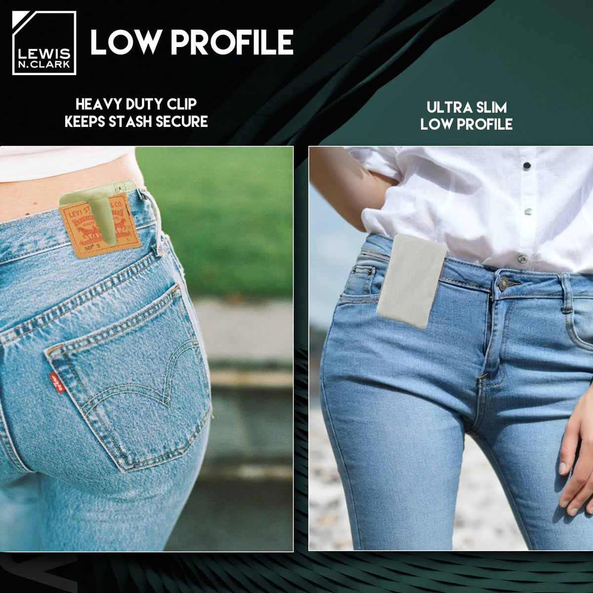 Lewis N. Clark RFID-Blocking - portafolios con clip oculto para cinturón de viaje, Marrón, Una talla