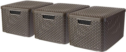 Curver - Caja de alamacenaje (plástico, 7 L, 18 L, 30 L), Color café Oscuro