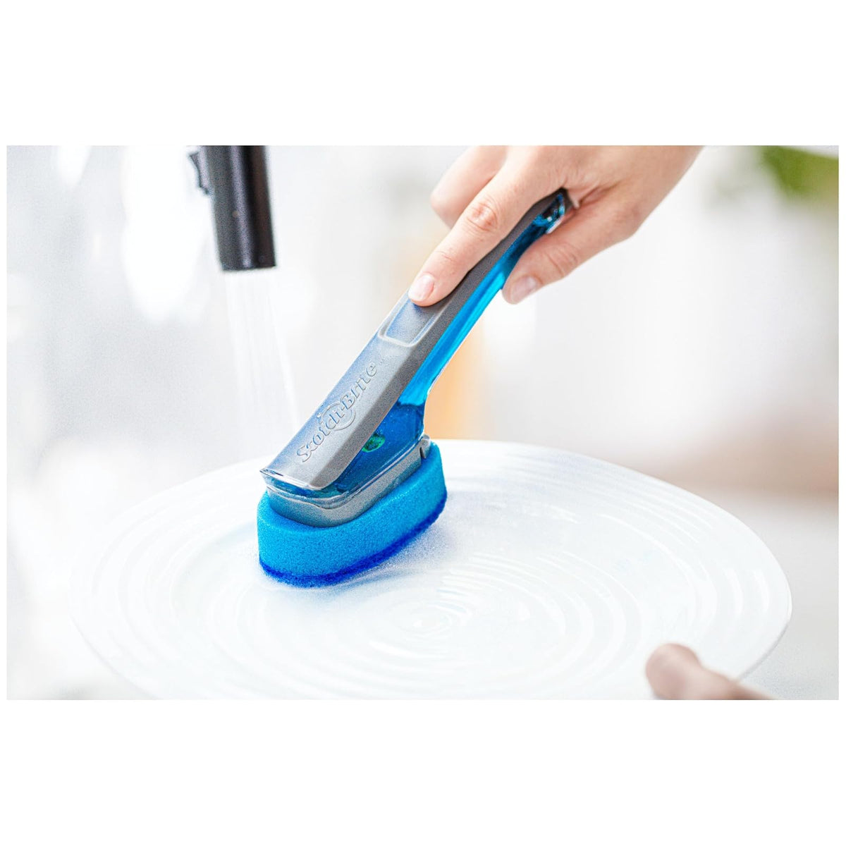 Scotch-Brite Kit avanzado de control de jabón antiarañazos, 1 varita de plato y 5 recambios de esponja, evita que el jabón se filtre, garantía sin fugas, lo mejor para ollas y sartenes antiadherentes,