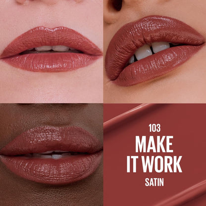 Maybelline Serum Lipstick Labial en Barra Hidratante Satin Make It Work