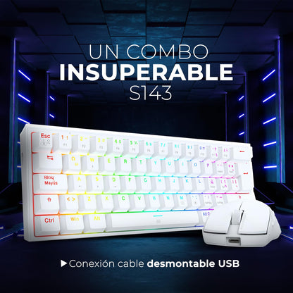 Redragon Combo Gamer S143 Mouse K1ng M724 Y Teclado Fizz K617 RGB (Blanco)