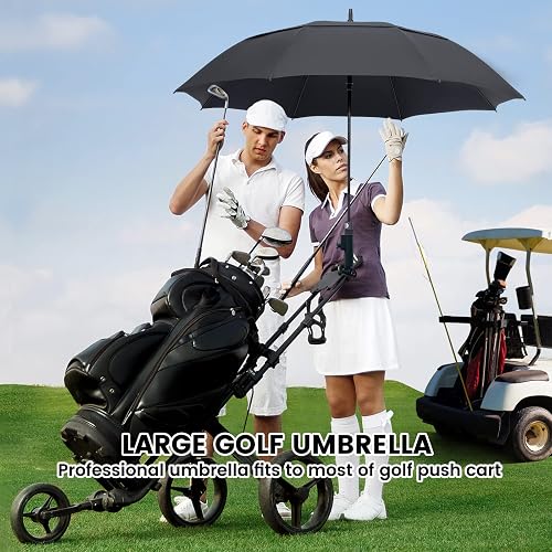 ZOMAKE Paraguas de Golf 54/62/68 Pulgadas, Paraguas Grande Resistente al Viento, Lluvia Gran Tamaño con Doble Toldo para Hombre, Ventilado