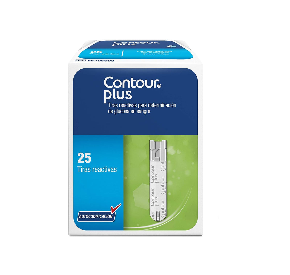 Contour Plus Tiras Reactivas Para Determinación De Glucosa En Sangre De 25´S, Color, 25 Count, Pack Of/Paquete De