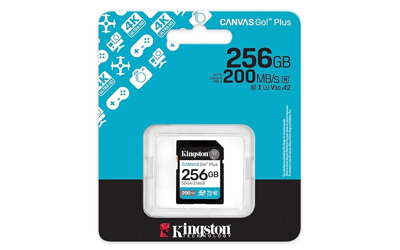 Kingston Tarjeta De Memoria SD, Canvas Go Plus Gen4, Capacidad: 256GB, 4K, Clase 10, UHS-I, U3, V30, Lectura: 200MB/s y Escritura: 160MB/s, SKU: SDG4/256GB