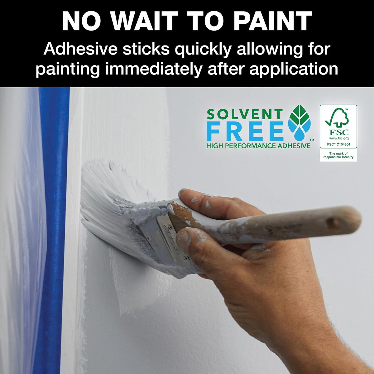 FrogTape Pro - Cinta de pintor con bloque de pintura, adherencia media, 1.4 pulgadas de ancho x 60 yardas de largo, azul, 6 rollos (242750)