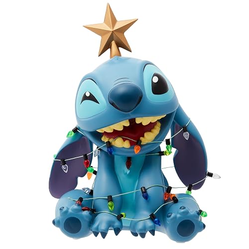 Enesco Disney Showcase Stitch Envuelto en Luces de Navidad Figurilla, 7.5 Pulgadas, Multicolor