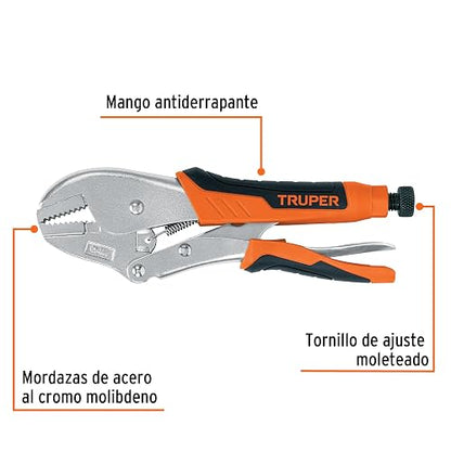 Truper PPT-10RX, Pinza de presión 10", mordaza recta, mango de vinil