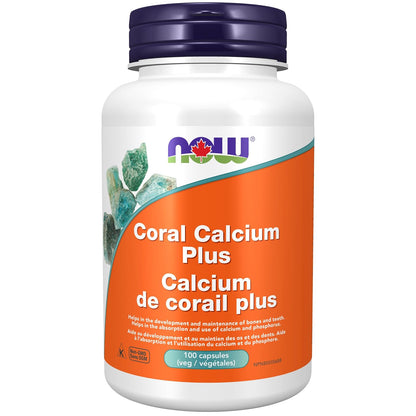 Now Foods Coral Calcium Plus – 100 Cápsulas Vegetarianas | Calcio Marino con Magnesio y Vitamina D