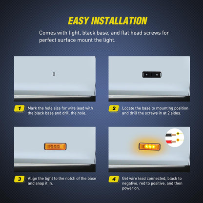 Nilight Luces LED Indicadoras de Holgura para Remolque, 3.9 in, Ámbar, Impermeables, 2 Piezas, TL-16