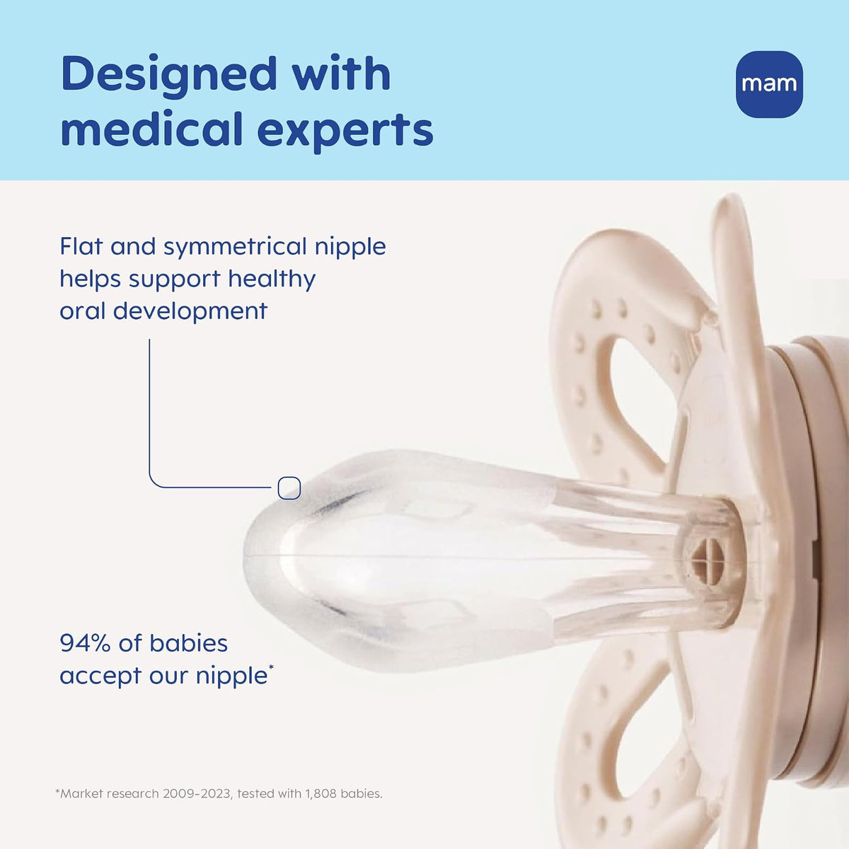 MAM Original Start - Chupones para bebé de 0 a 3 meses de silicona suave | Pezón de silicona suave para la piel, desarrollado con expertos médicos especialmente para bocas más pequeñas, sin BPA