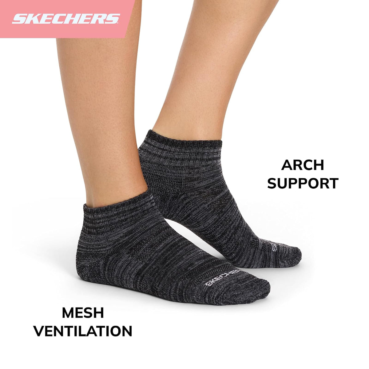 Skechers 6-pack Performance Quarter Crew Socks, & Cushioned Footbed Calcetines Mujer