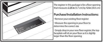 Decor Grates ECH212-NKL Eclipse Floor Register, 2x12 Inches, Brushed Nickel