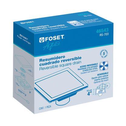 Foset RS-703, Resumidero reversible de 4" anti olores acero inoxidable