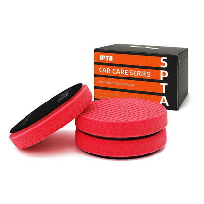 SPTA Almohadillas de Pulido de Espuma, Varias Medidas y Grados de Corte, Paquete de 3 - 5.5inch - 3 esmaltes y cera T20 rojos