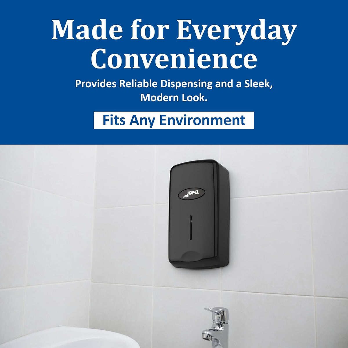 San Jamar Jofel Valor Dispensador de jabón de plástico, dispensador de desinfectante de Manos con diseño Moderno para el hogar, baño, Cocina, restaurantes, 1 litro, Negro