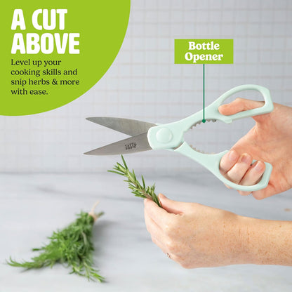 Tasty Juego de cuchillos de cocina con bloque, juego de cubiertos incluye chef, pan, utilidad, pelar, cuchillos y tijeras de carne, 10 piezas, aguamarina