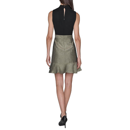 Karl Lagerfeld Sleeveless Tweed Flounce Hem A-Line Dress Vestido Informal Mujer