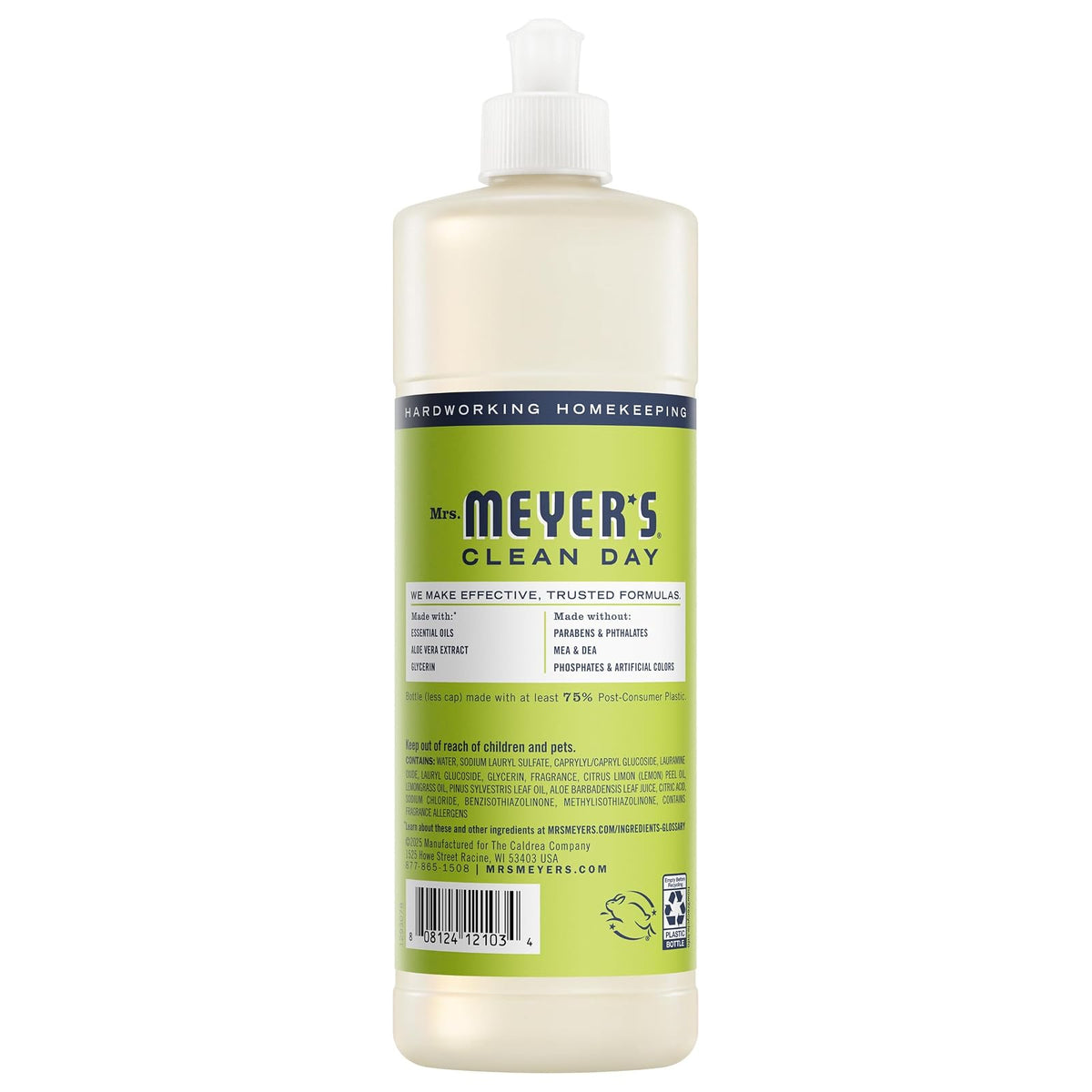 Mrs. Meyer’s Jabón para Trastes Líquido Limón Verbena 473 ml, Dish Soap con Ingredientes Naturales, Aroma Fresco Refrescante Poder Desengrasante, Sin Parabenos, Cruelty Free
