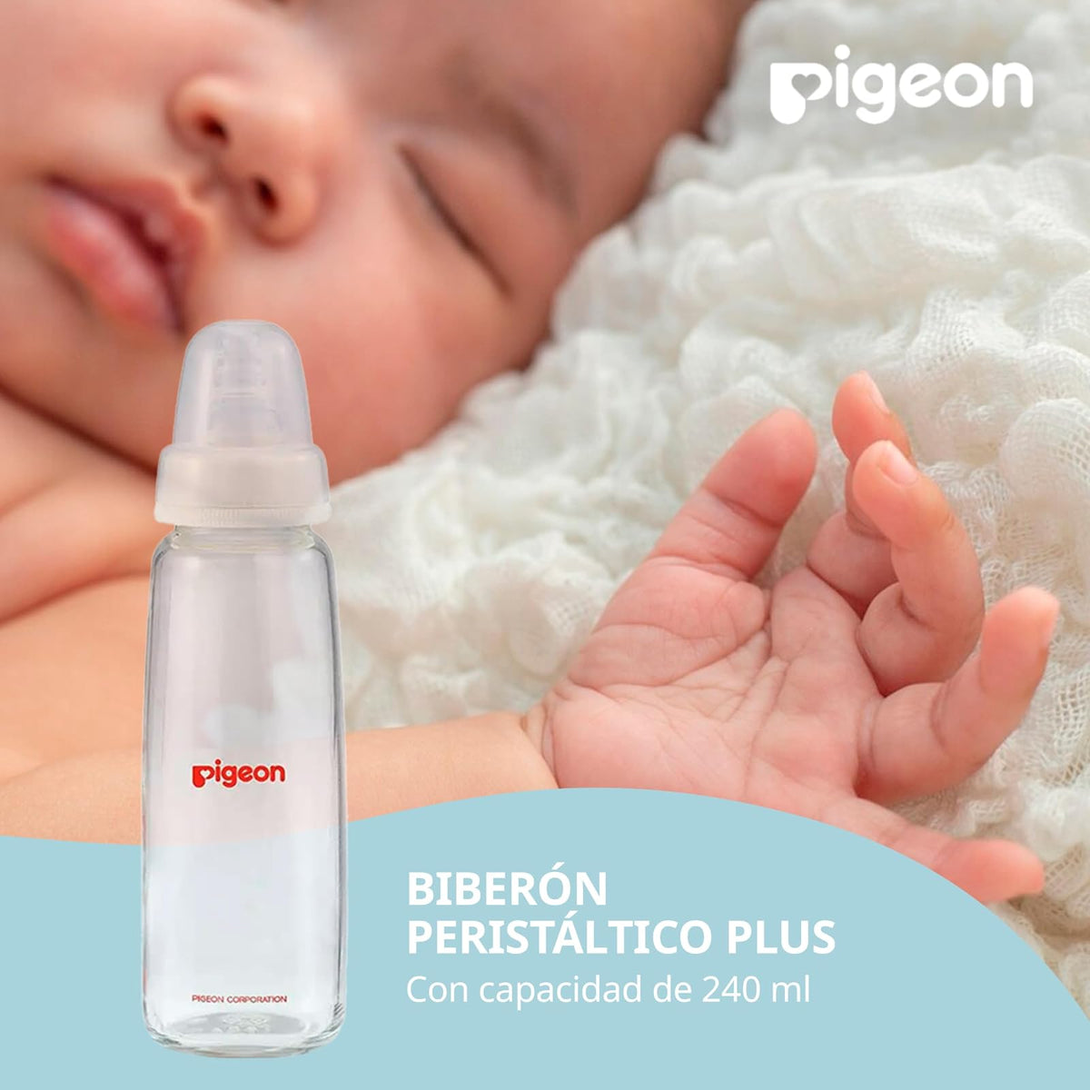 PIGEON | Biberones Recien Nacido Peristáltico | Biberones Anticolicos de Silicona Suave | Biberon Reduce Entrada de Aire - Superficie Mate para Agarre Seguro | Standard SofTouch para Bebé | 240 ml