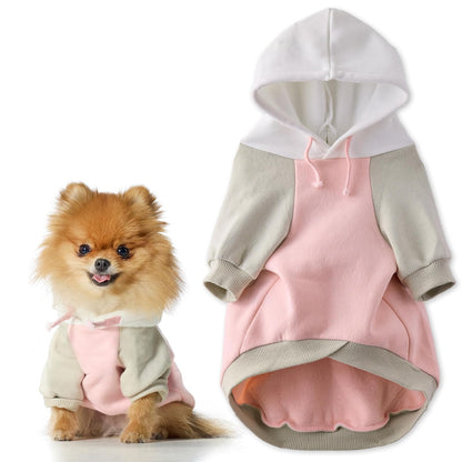 Pet Passion Rocky II Sudadera con Capucha de Algodón Orgánico para Perro - X-Small (5-12 lbs) - Bloque de color rosa.