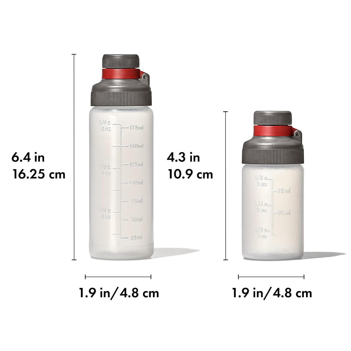 OXO - Juego de botellas exprimidas a prueba de fugas, 3, 6 onzas