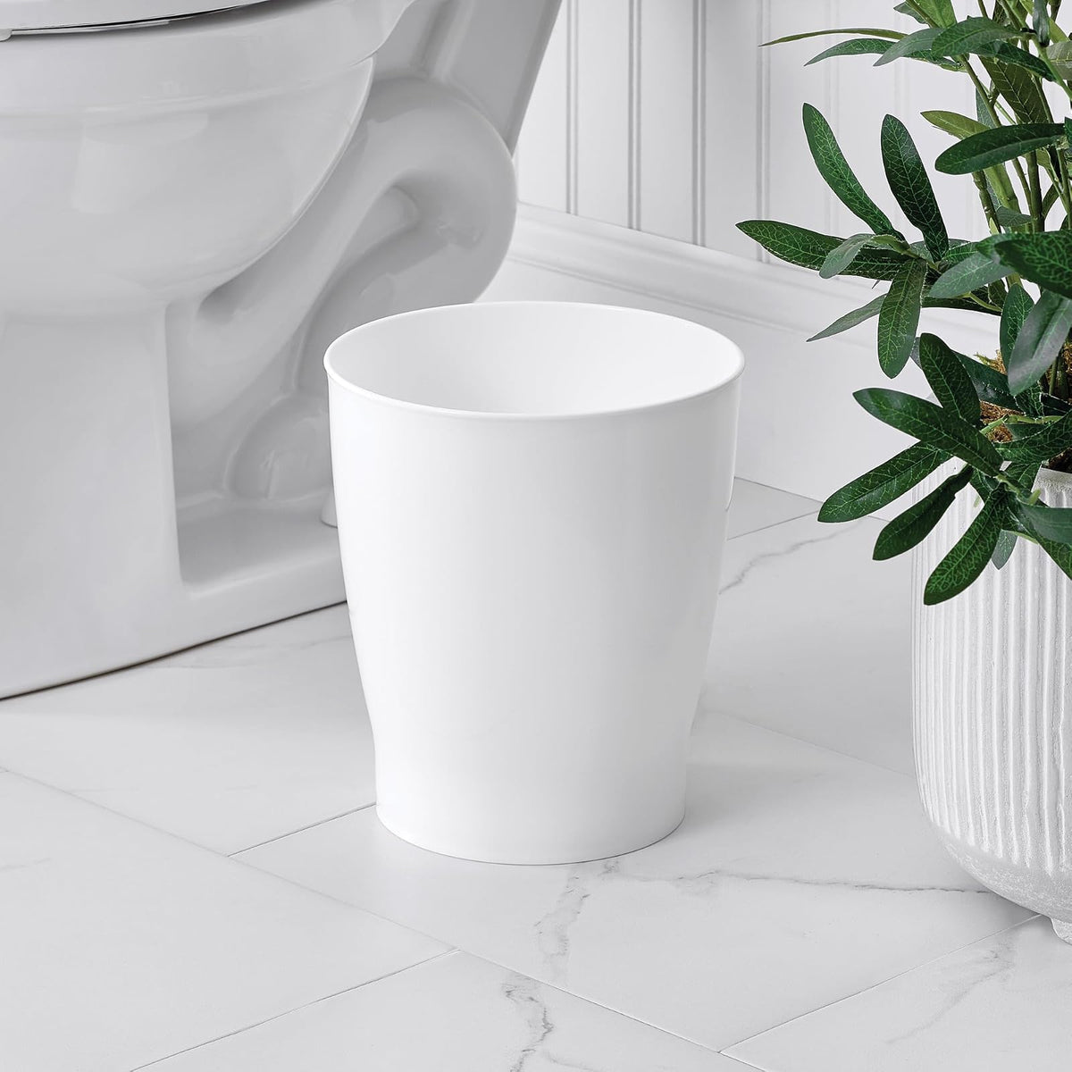 interDesign Zia Wastebasket, White
