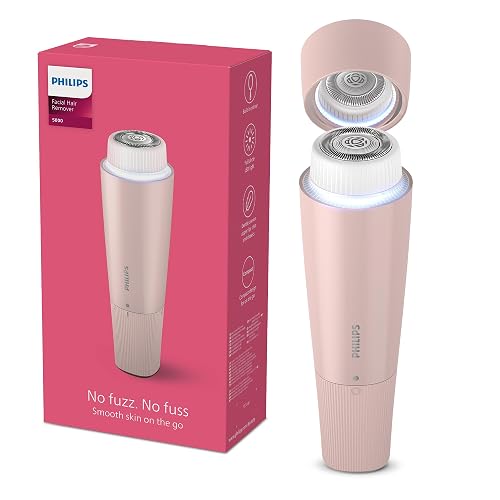 Philips Depiladora Facial Portátil Serie 5000 Para Mujer | Elimina el vello facial con precisión | Luz LED integrada | Cabezal hipoalergénico | Compacta e inalámbrica | BRR454/00
