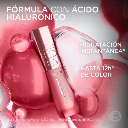 L'Oréal Paris Hyaluron Tint, Tinta en Sérum para Labios y Mejillas, Hidratación instantánea, Color Duradero y Sensación ligera, Multiusos, Tono 640 Tea Time