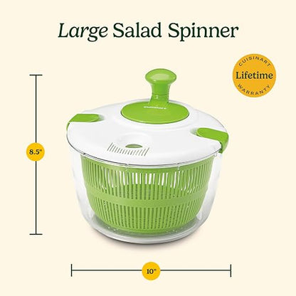 Cuisinart Escurridora de ensalda, Spin salad, CTG-00-SASES | Lave y seque las verduras, frutas y verduras para ensalada,Perilla giratoria, cierres herméticos, Capacidad 4.7 L