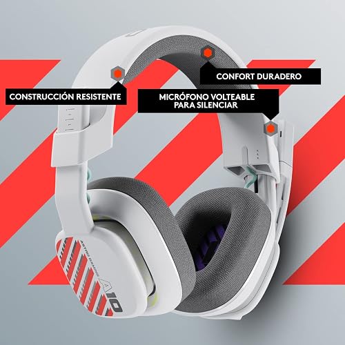 Astro Gaming A10 Audífonos Gen 2 con Cable - Audífonos Over-Ear para con micrófono volteable para silenciar, transductores de 32 mm, compatibles con Xbox, PC - Blanco