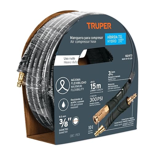 Truper MAN-HI-15-3/8, Manguera híbrida para compresor, 15 m x 3/8"