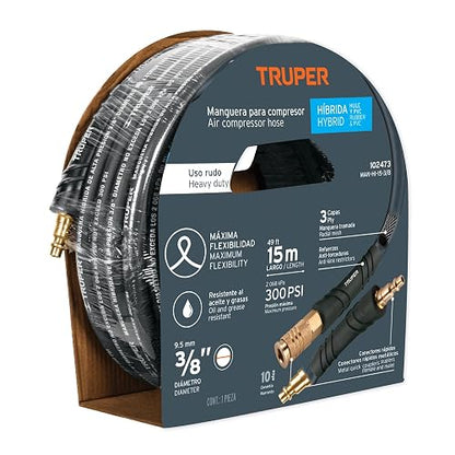 Truper MAN-HI-15-3/8, Manguera híbrida para compresor, 15 m x 3/8"