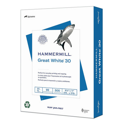 Hammermill Papel para Impresora Carta, 30% Reciclado, 5 Resmas - 500 sheets - Letter