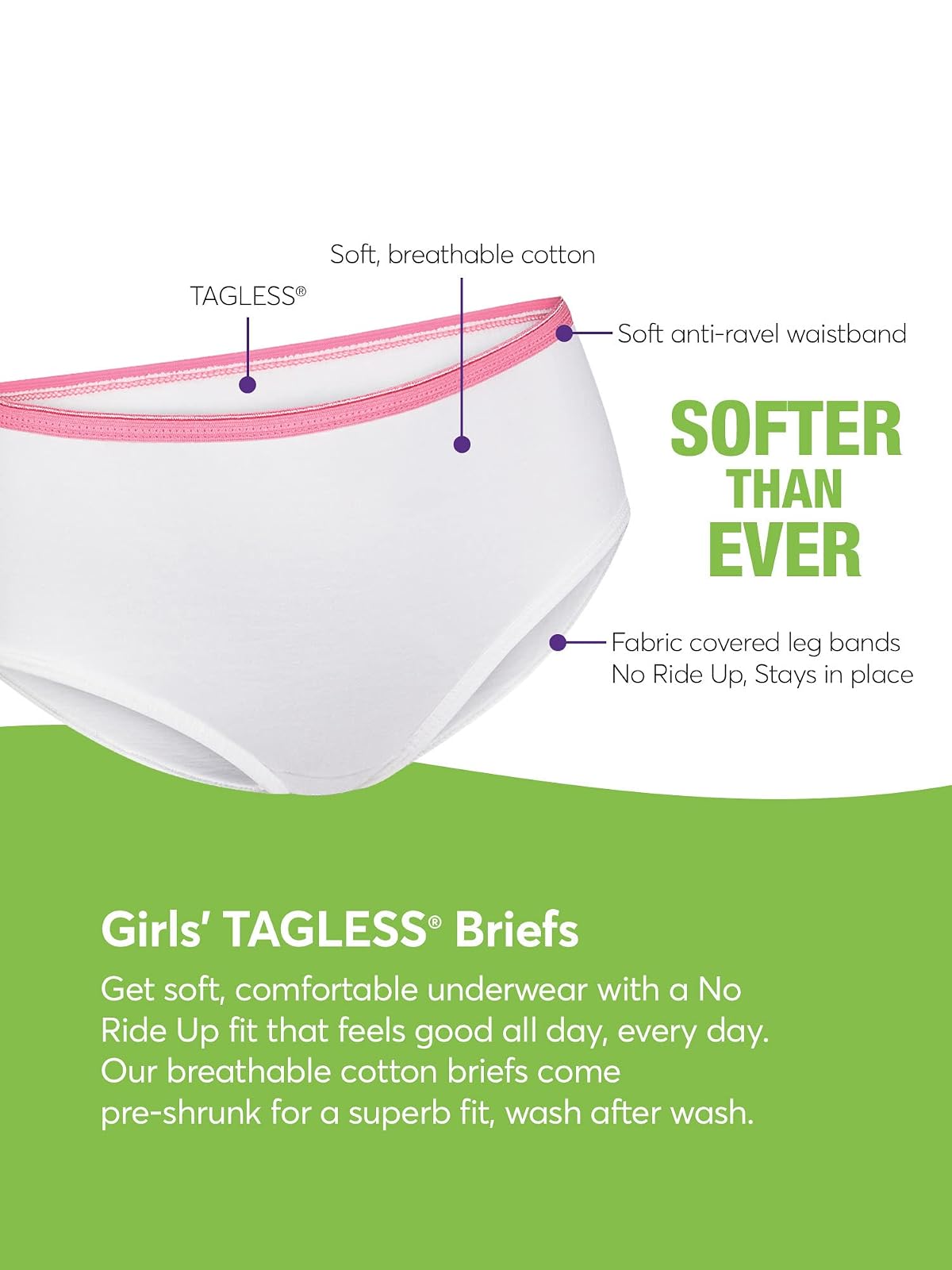 Hanes Paquete de 10 Calzoncillos para niños pequeños Ropa Interior para Niñas