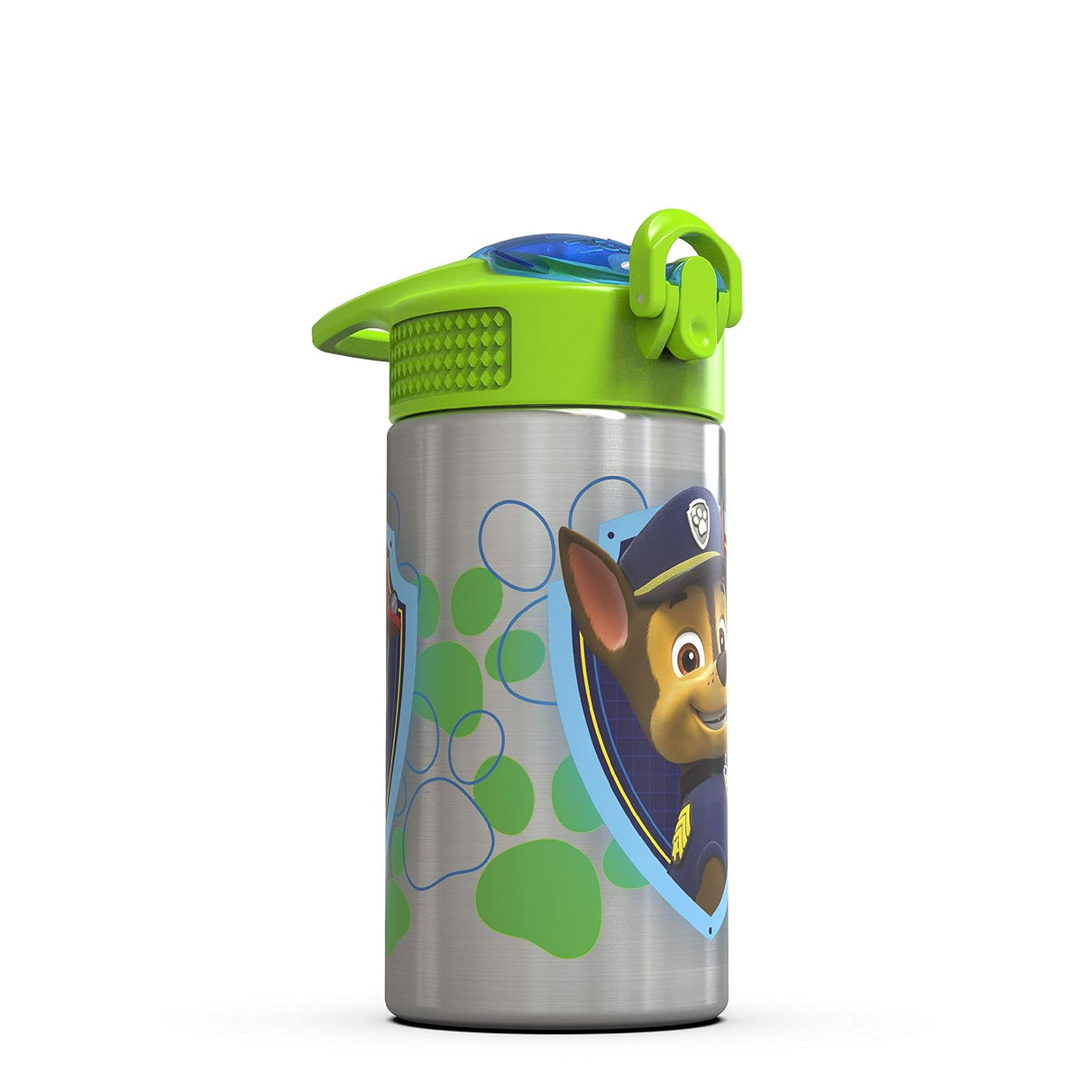 Zak Designs Paw Patrol - Botella de agua de acero inoxidable de 15.5 onzas con boquilla de popote abatible, diseño duradero sin BPA, Paw Patrol Boy SS