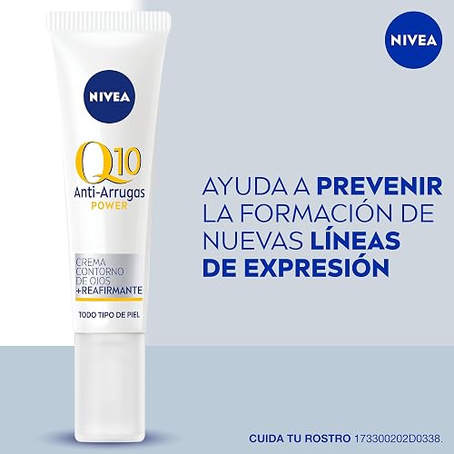 NIVEA Crema Reafirmante para el Contorno de Ojos Q10 (15 ml) - Tratamiento Antiarrugas, Estimula la Generación de Colágeno y Reduce las Líneas de Expresión - Ideal para Todo Tipo de Piel