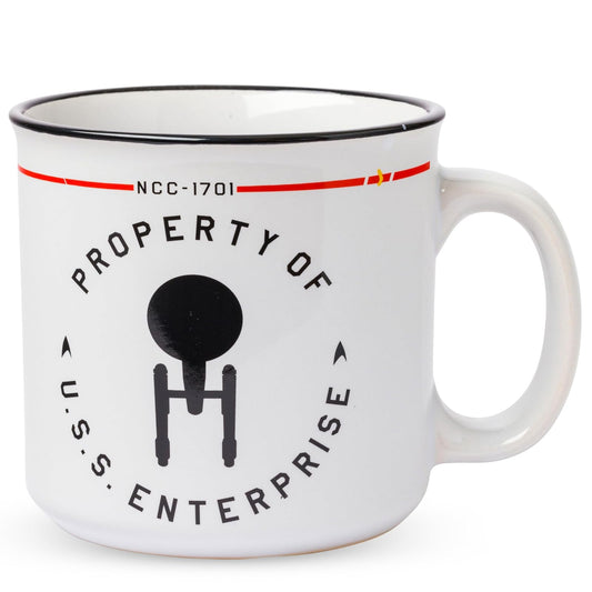 Silver Buffalo Star Trek Property of the Enterprise - Tazas, 20 onzas, color blanco y negro