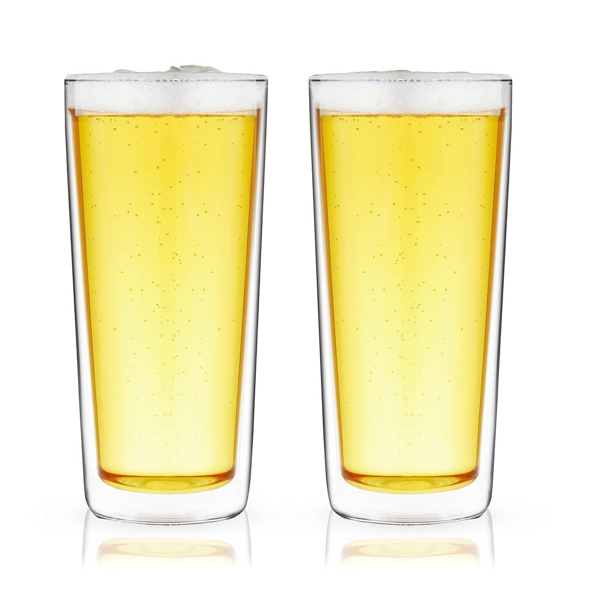True - Juego de vasos de cerveza de doble pared, vasos de vidrio de pinta para inauguración de la casa, cumpleaños, boda, accesorios de bar, 16 onzas, juego de 2, transparente
