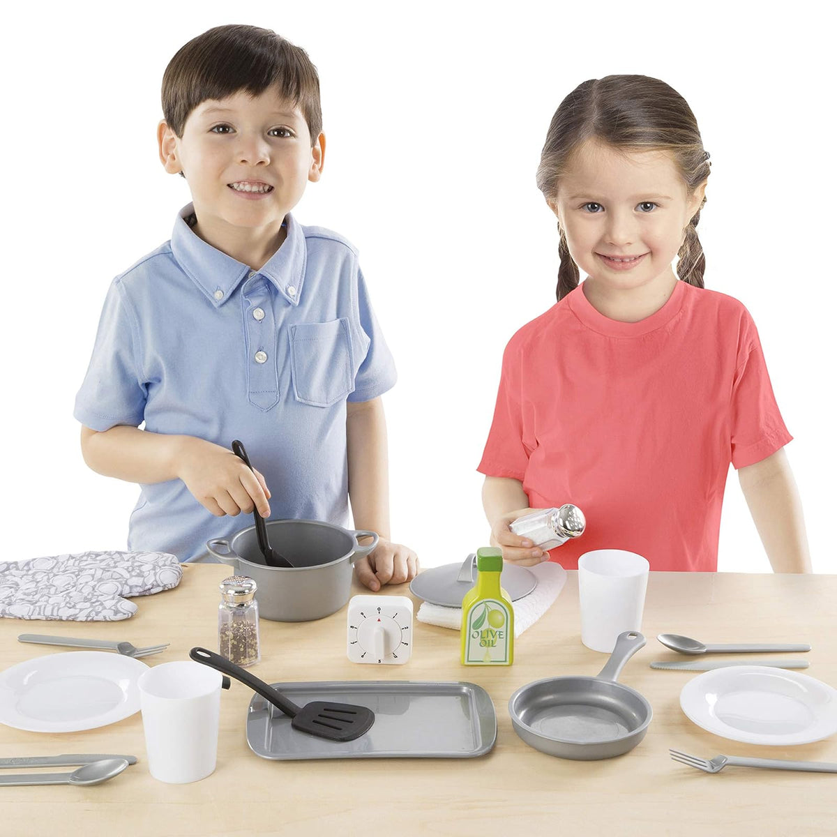 Melissa & Doug Set de 22 Accesorios para Cocina de Juguete - Utensilios, Olla con Tapa - Sartenes y Comida de Juguete