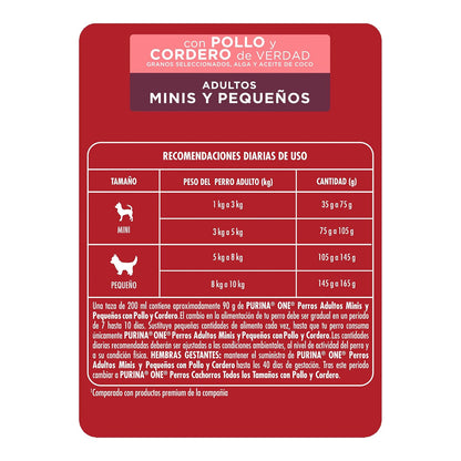Purina One Adulto Raza Minis y Pequeños Sabor Pollo y Cordero 3.5Kg