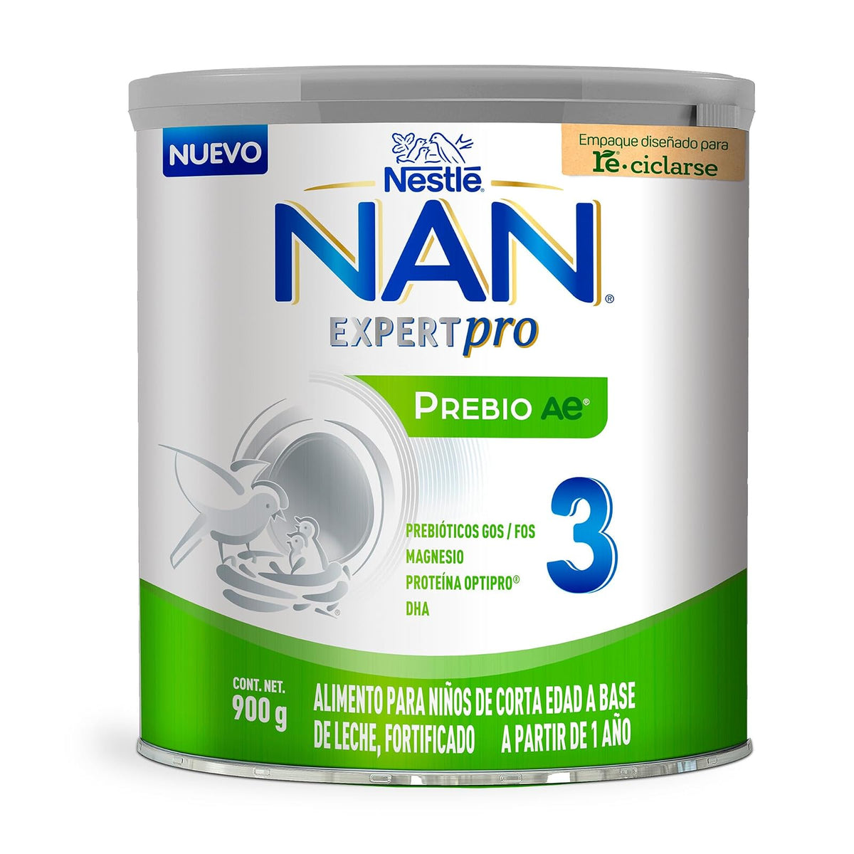 NAN 3 Prebio Ae Alimento Para Niños Con Prebióticos, 0-12 Meses Lata 900 g