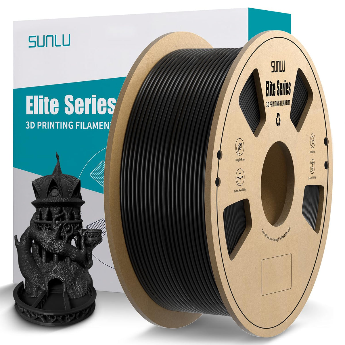 SUNLU Elite Filamento PLA 1.75mm Blanco, Carrete 1kg - Sunlu-pla-black