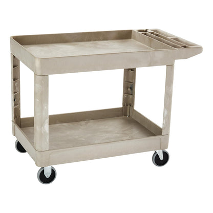 Rubbermaid Commercial Carrito de Servicio Heavy-Duty para Uso Rudo - Manija plana - estante con labios - M - Beige