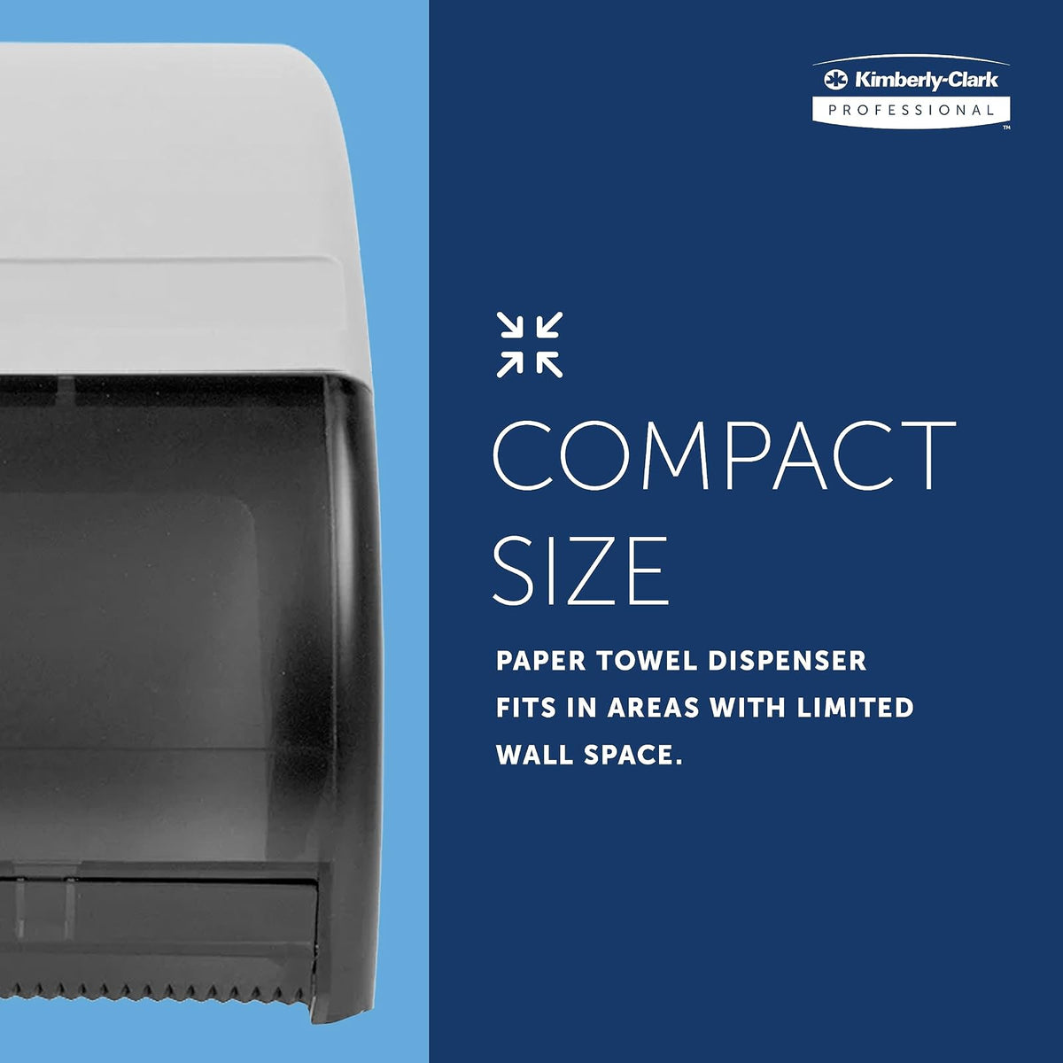 Kimberly-Clark Professional™ Omni - Dispensador de toallas de rollo duro (09746), color negro, para toallas de rollo de núcleo de 1.5 pulgadas, dispensador compacto, 10.5 x 10 x 10 pulgadas (cantidad 1)
