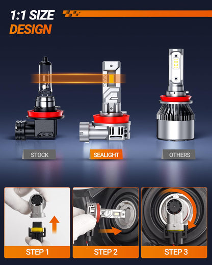 SEALIGHT Bombillas H11/H8/H9 Antiniebla 30000 lm 120W 6500K